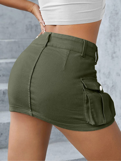 Cargo Mini Skirt | High Waisted, Stretch Fit, Side Pockets | noémi