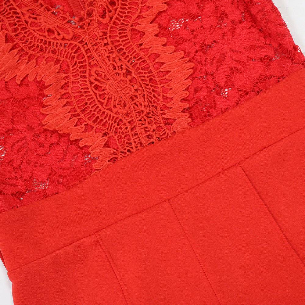 VNeck Lace Sleeveless Jumpsuit | Wide Leg Pants | noémi