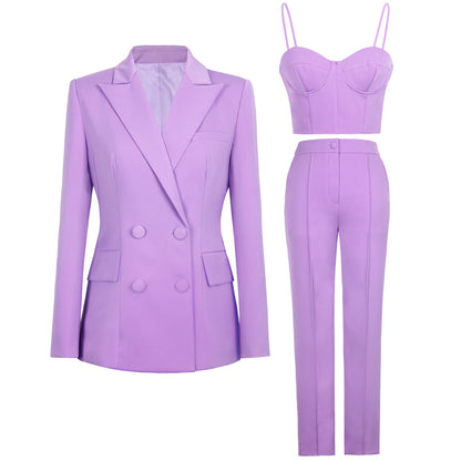 Three Piece Womens Blazer Suit Set | Blazer Vest Trousers | noémi