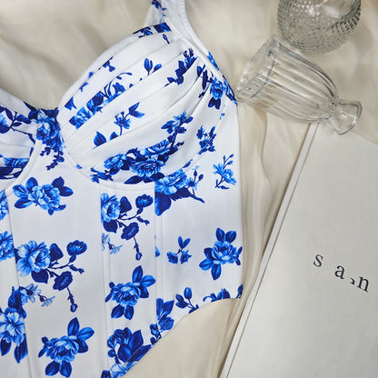 Floral Print Boning Corset Camisole | Slim Fit Vest Top | noémi