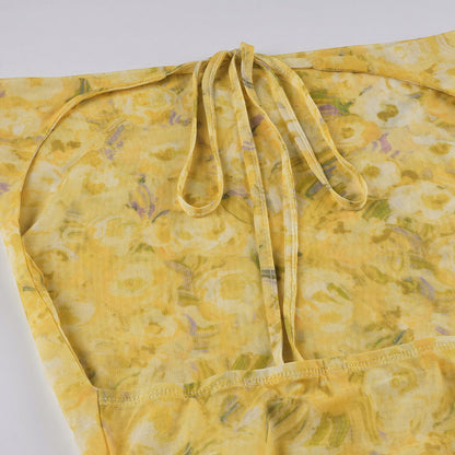 Floral Backless Jumpsuit for Women Swing Collar | noémi