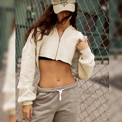 Cropped Zip Up Hoodie for Women | Long Sleeve Sweatshirt | noémi