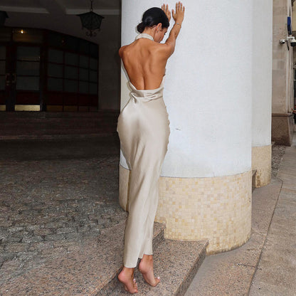 Satin Halter Dress | Sleeveless Backless Mini Dress | noémi