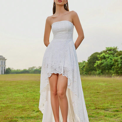 Strapless Lace Dress | White High Low Tube | noémi