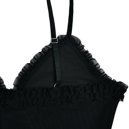 Womens Backless Mesh Splice Sling Mini Dress | noémi