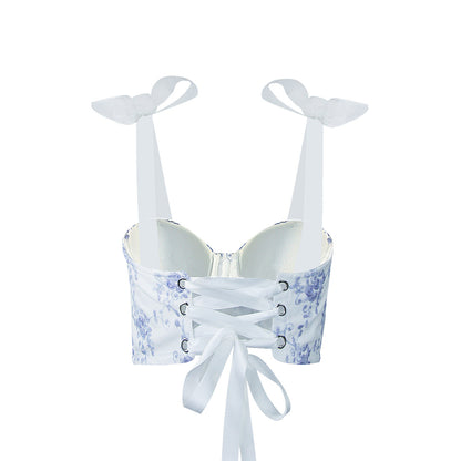 Backless Cotton Corset Vest with Boning and Adjustable Spaghetti Straps | noémi