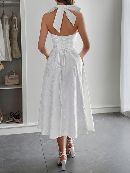 Halter Neck Maxi Dress with Defined Waist | noémi