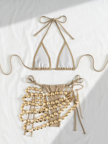 Three Piece Bikini Set with Zipper Detail and Structured Design for Women | noémi