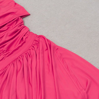 Womens Off Shoulder Pleated Backless Dress with Side Slit Slim Fit | noémi