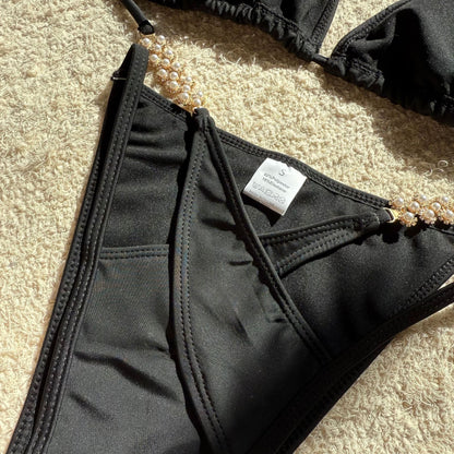 Womens Pearl Floral Bikini Set with Creative Stitching | noémi