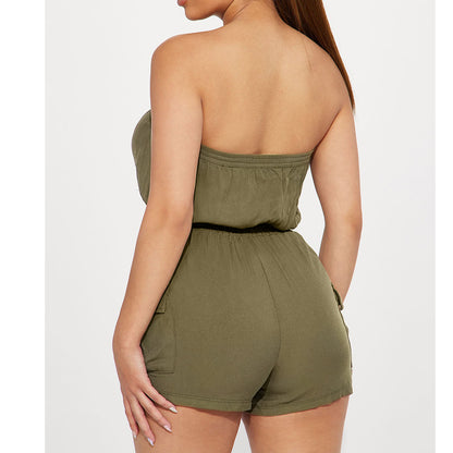 Women’s Strapless Utility Romper | Jumpsuit with Cargo Pockets | noémi