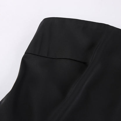 Black Satin Tube Top Dress | High Waist Loose Fit | noémi