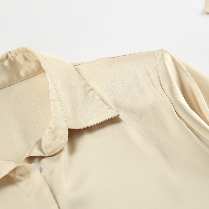 Satin Long Sleeve Blouse for Women | Bottoming Shirt with High Sense Style | noémi