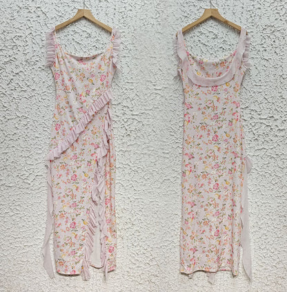 Strap Wooden Ear Dress | Split Print Sundress | noémi