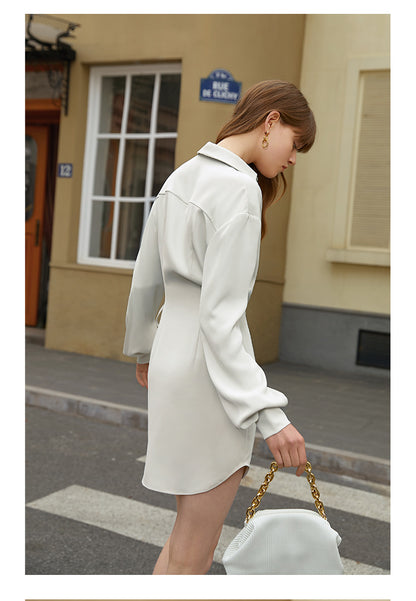 Womens VNeck Button Up Shirt Dress | Long Sleeve | noémi