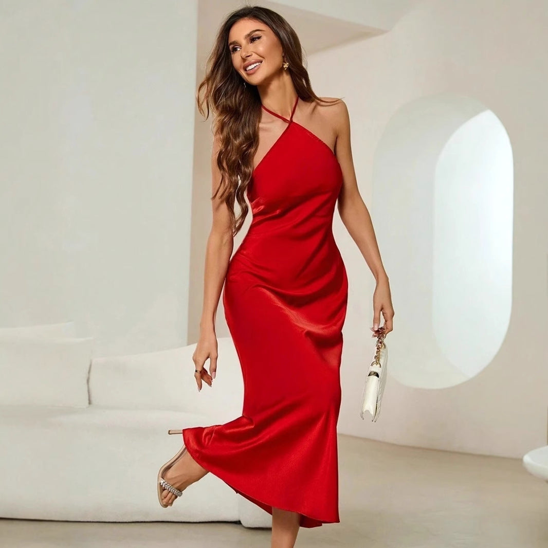 Womens Satin Strap Maxi Dress | Sleeveless Gown | noémi