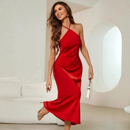 Womens Satin Strap Maxi Dress | Sleeveless Gown | noémi