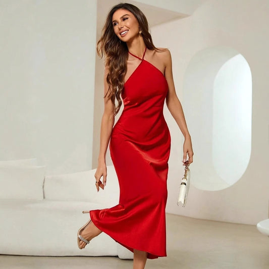 Womens Satin Strap Maxi Dress | Sleeveless Gown | noémi