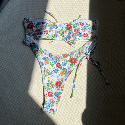 Womens Floral Lace Tube Top Bikini | Color Blocked Swimwear Set | noémi