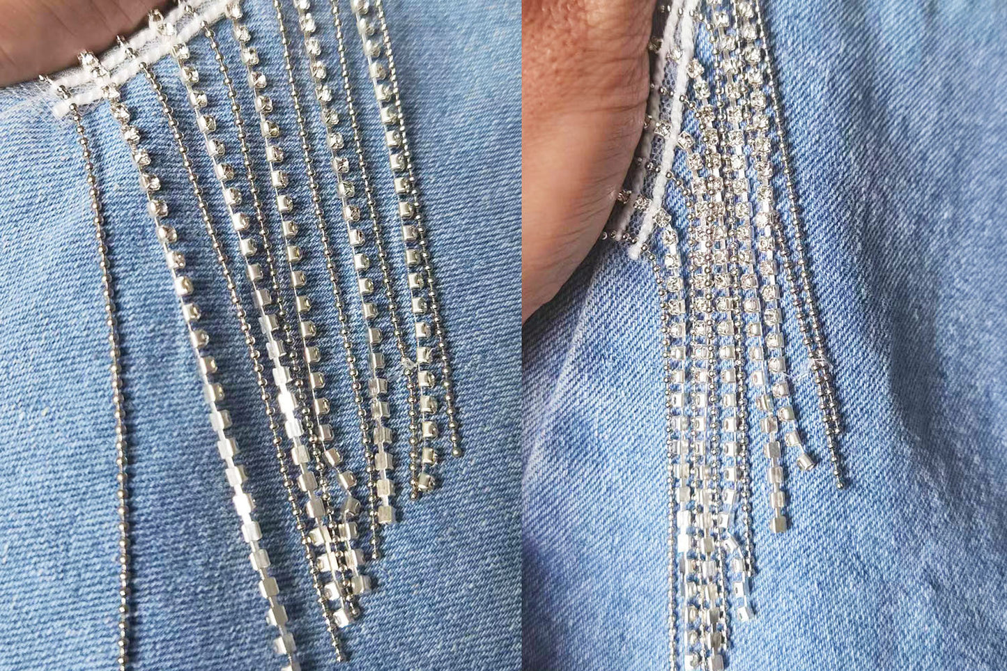 Slim Fit Jeans | Stretch Denim with Chain Tassel Detail | Trendy High Grade Pants | noémi