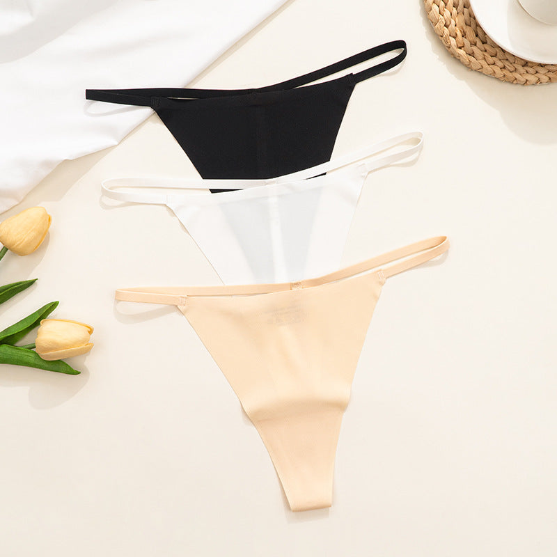 Low Waist Ice Silk T Shape Briefs with Cotton Crotch Seamless Comfort | noémi