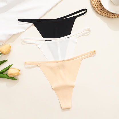 Low Waist Ice Silk T Shape Briefs with Cotton Crotch Seamless Comfort | noémi