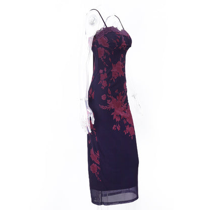 Violet Rose Mesh Maxi Dress | Strapless Floral Bodycon Dress | noémi