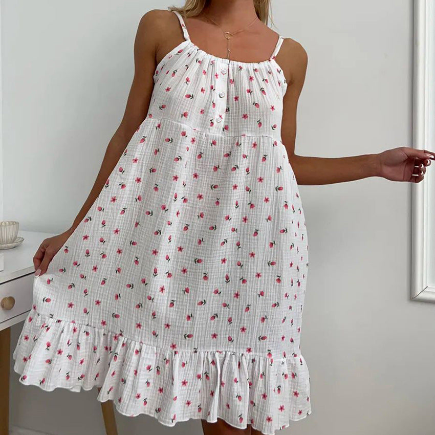 Sling Cotton Printed Nightdress | Womens Homewear Pajamas | noémi