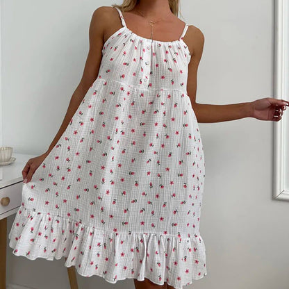 Sling Cotton Printed Nightdress | Womens Homewear Pajamas | noémi