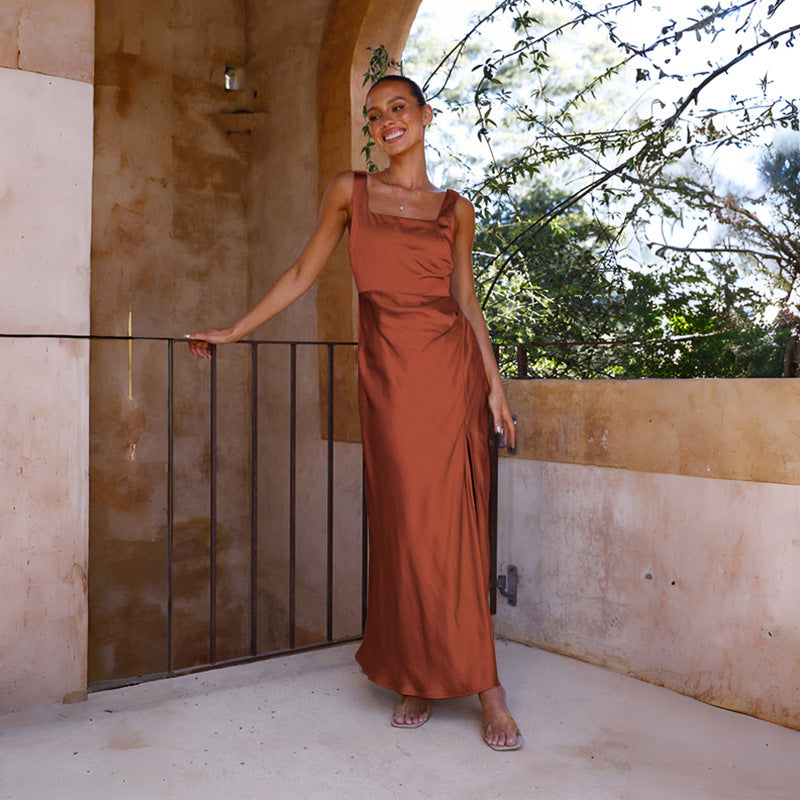 Womens Spaghetti Strap Split Hem Dress | Sleeveless Midi Dress | noémi