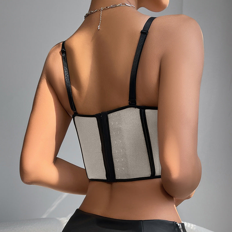 Mesh Corset Top | Bustier with Chest Pad, Strappy Slim Fit | noémi