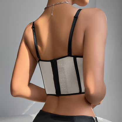 Mesh Corset Top | Bustier with Chest Pad, Strappy Slim Fit | noémi