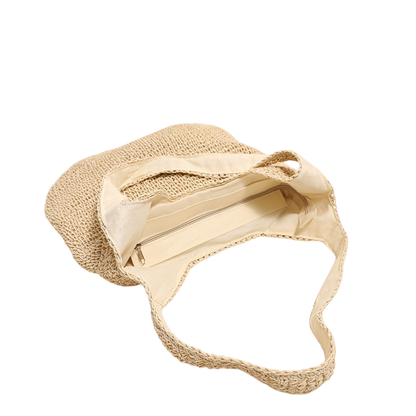 Large-Capacity Straw Shoulder Tote Bag – Dual-Handle Woven, Natural Beige | noémi