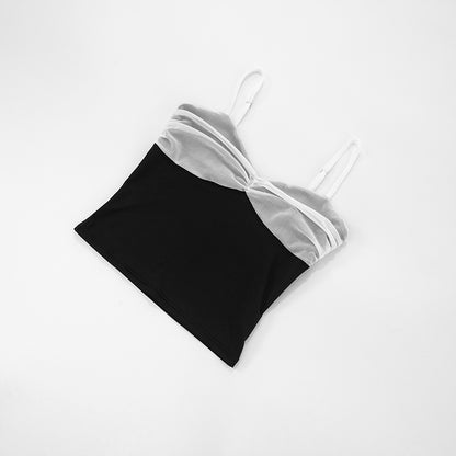 Two Tone Mesh Contrast Cami Top | Ruched Bust | noémi