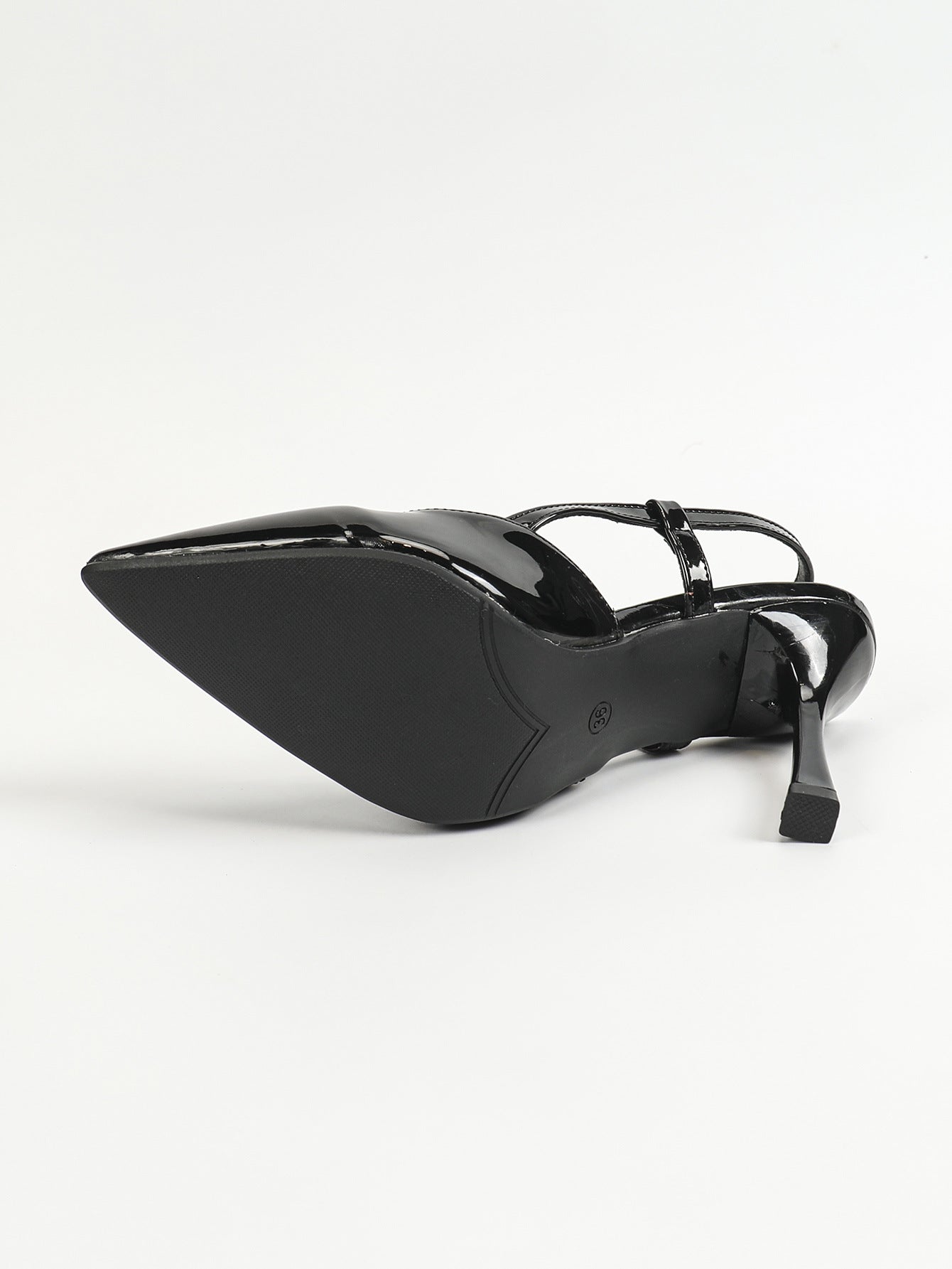 Women’s Pointed Toe Summer Heels | Ankle Strap Sandals, Open Back, Patent Finish | noémi