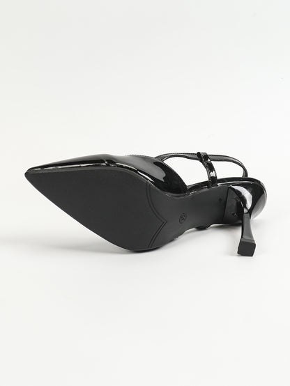 Women’s Pointed Toe Summer Heels | Ankle Strap Sandals, Open Back, Patent Finish | noémi