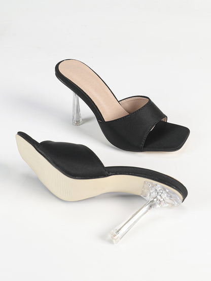 Clear Stiletto Heel Slippers | Peep Toe SlipOn Sandals for Women | noémi