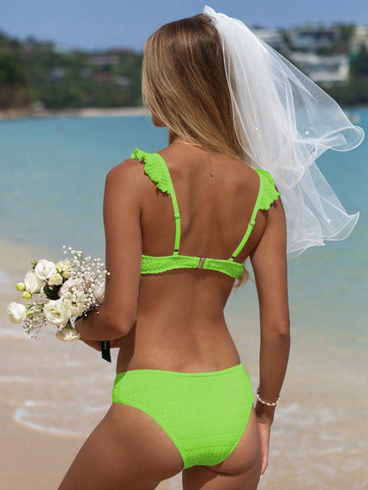 Multi Color Spaghetti Strap Bikini Set | Split Swimsuit with Structured Top | noémi