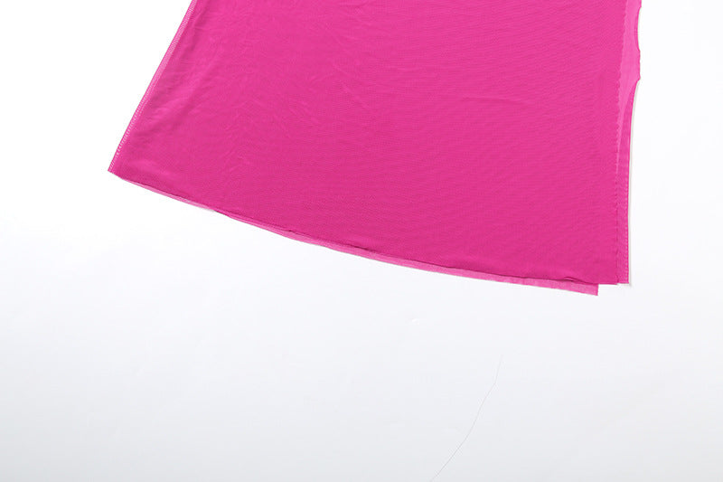 Womens Lace Up Halter Backless Sheer Maxi Dress | noémi