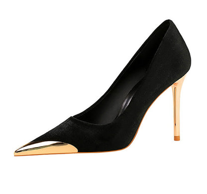 Cocktail Velvet Heels | Gold-Tipped Pointed Toe | Luxe Stilettos | noémi