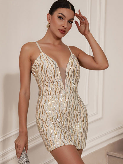 Dazzling Sequin Sling Mini Dress for Women | noémi