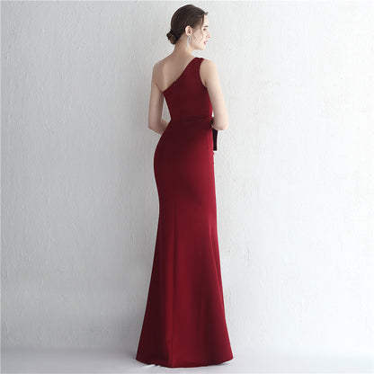 Satin One Shoulder Gown | Slim Fit Long Debutante Dress | noémi