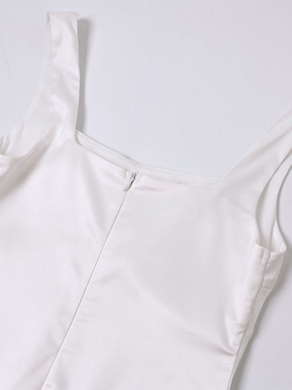 Knitted Sling Dress | Square Collar | Backless Mini Dress | Little Short Dress for Women | noémi