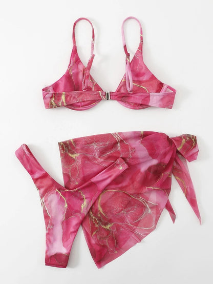Women’s 3 Piece Printed Tie Dye Bikini Set | noémi