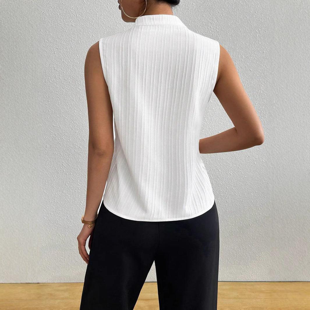 Women's Sleeveless Textured VNeck Blouse | Slim Fit Casual Top | noémi