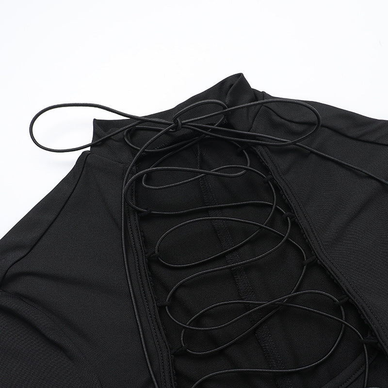 Hollow Out Cutout Waist Tie Long Sleeve Sheath Dress | noémi