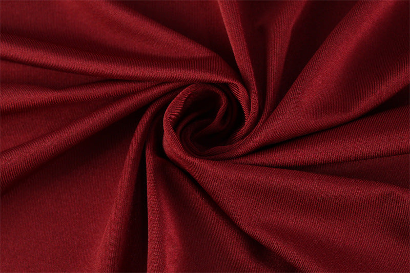 Red Cutout Dress for Women | Round Neck, Long Sleeve, High Slit, Retro Slim Fit | noémi