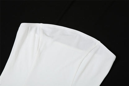 Off Shoulder Tassel Tube Top | White Strapless Vest | noémi