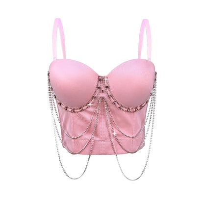 Tassel Chain Camisole | Corset Bra with Sparkling Boning | noémi `