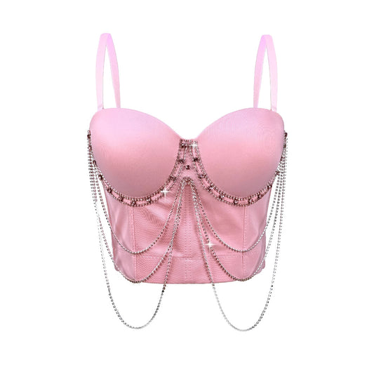 Tassel Chain Camisole | Corset Bra with Sparkling Boning | noémi `